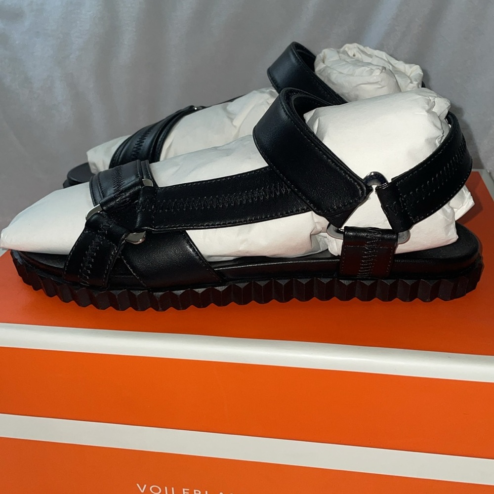 NWT VOILE BLANCHE FRANCIS ZIG Leather Sandals in Black - Picture 12 of 16